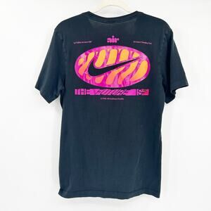 Nike‎ Mens Streetwear The Future Is Air Swoosh Logo Graphic T-Shirt Size S Black